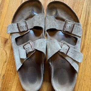 Birkenstock Suede Sandals in Taupe